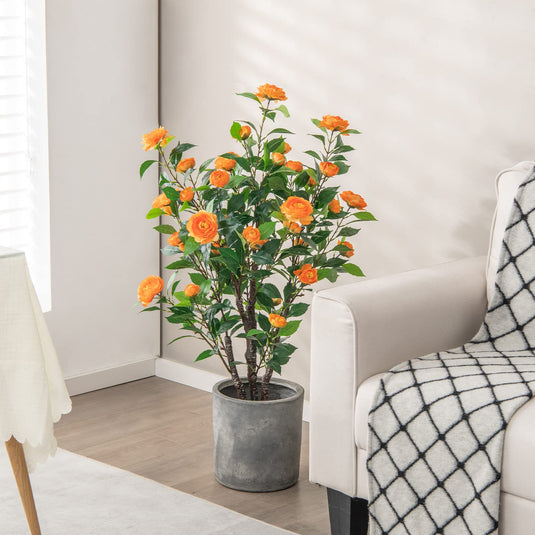 40" Artificial Camellia Tree - Goplus