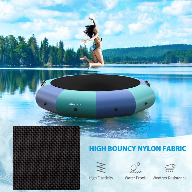 Load image into Gallery viewer, Inflatable Water Trampoline, 10FT/12FT/15FT Recreational Water Bouncer w/ Electric Inflator, Rope Ladder - GoplusUS
