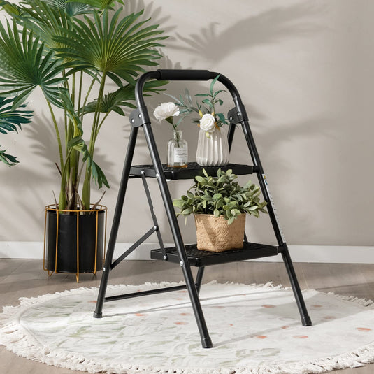 Goplus 2 Step Ladder, Folding Step Stool with Extra Wide and Anti-Slip Pedals