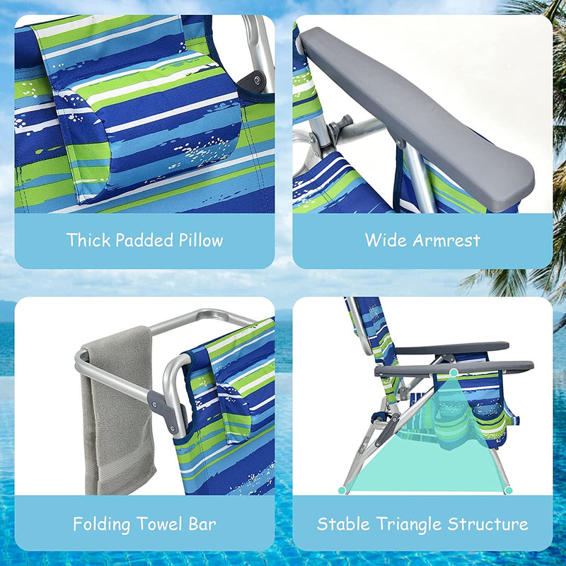 Load image into Gallery viewer, Backpack Beach Chairs, 4 Pcs Portable Camping Chairs with Cool Bag and Cup Holder - GoplusUS
