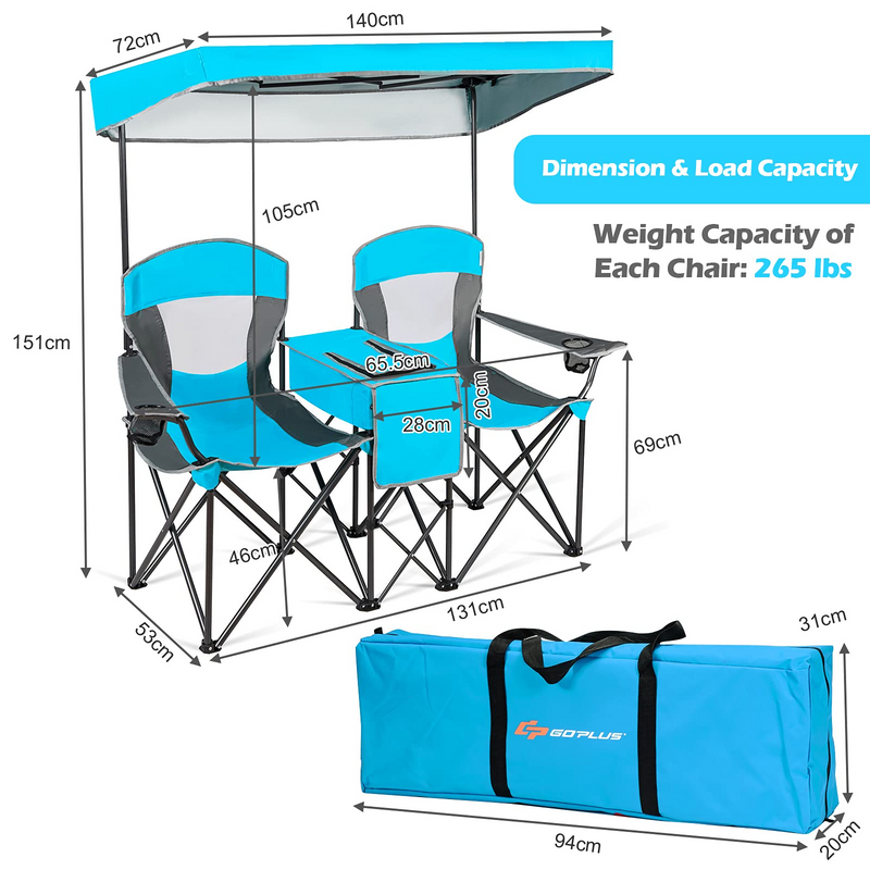 Load image into Gallery viewer, Goplus Double Camping Seat w/Shade Canopy - GoplusUS
