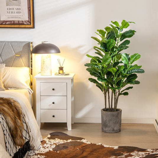Goplus Fake Fiddle Leaf Fig Tree, 2-Pack 51'' Tall Artificial Tree Greenery Plants in Pots W/100 Leaves - GoplusUS
