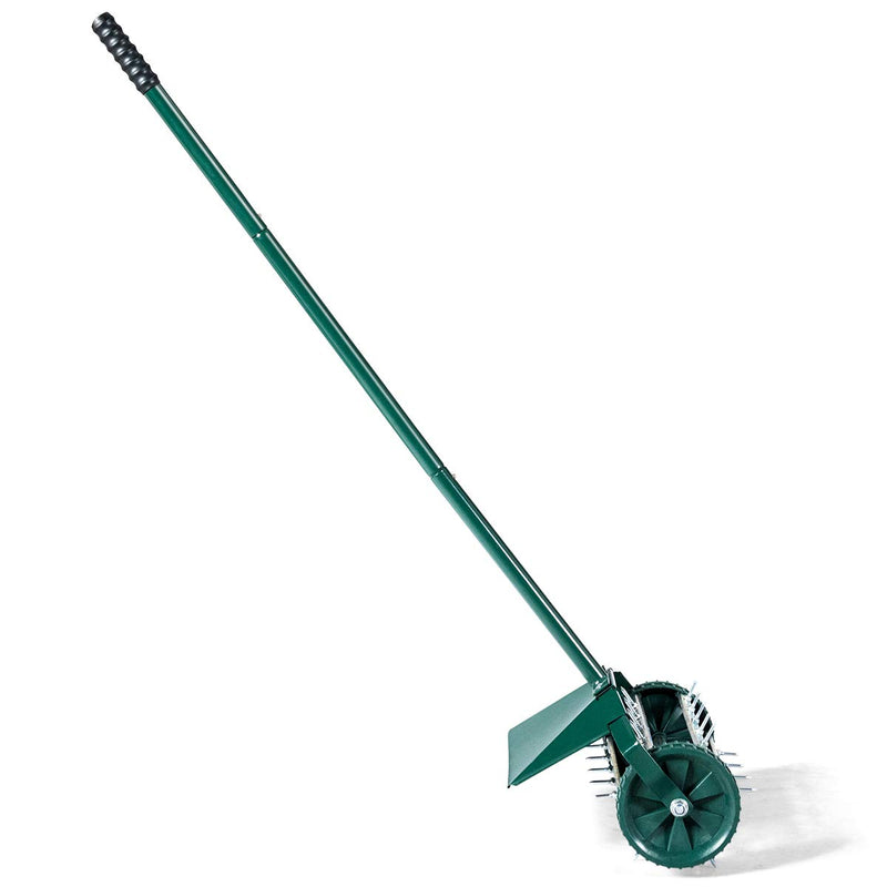 Load image into Gallery viewer, Lawn Aerator 18-inch Garden Yard Rotary Push Tine Heavy Duty Spike Soil Aeration, 40.5-in Handle (Green w/Fender) - GoplusUS
