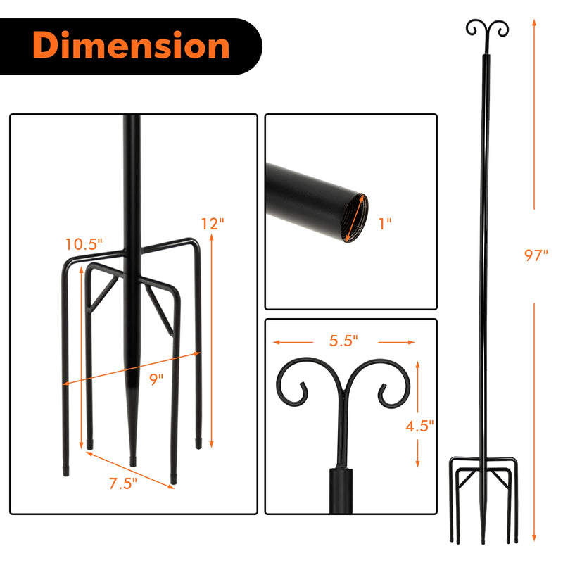 Load image into Gallery viewer, Goplus String Light Pole for Outside, 2 Pack 8ft / 10 ft Outdoor Metal Poles with Hooks for Hanging String Lights - GoplusUS
