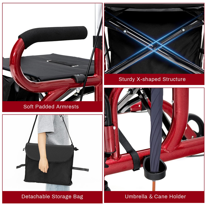 Load image into Gallery viewer, Goplus 2 in 1 Rollator Walker for Seniors, Medical Walker with Seat - GoplusUS
