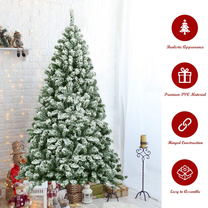 Load image into Gallery viewer, Goplus Snow Flocked Christmas Tree, Artificial Hinged Pine Tree - GoplusUS
