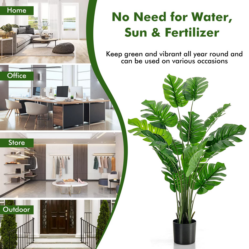 Load image into Gallery viewer, Goplus Artificial Monstera Deliciosa Plant, 5ft Tall Fake Tropical Palm Tree w/15 Pcs Different Turtle Leaves - GoplusUS
