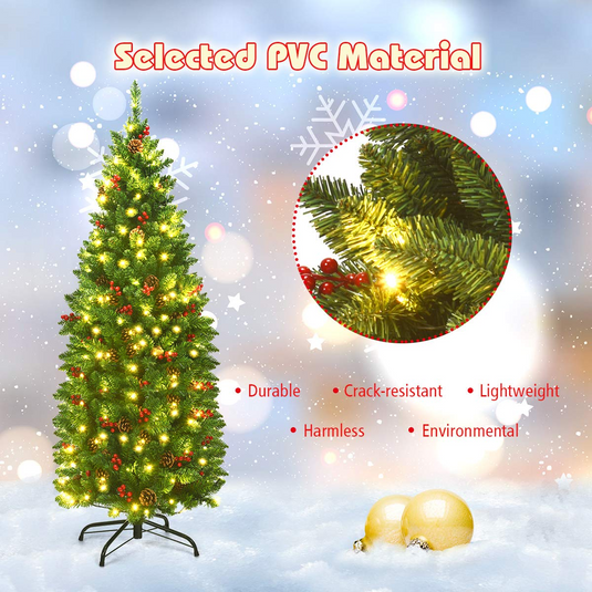 Goplus Pre-Lit Pencil Christmas Tree - GoplusUS