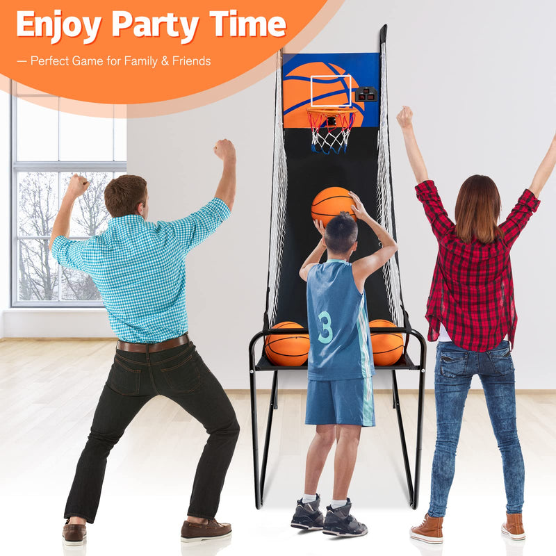 Load image into Gallery viewer, Goplus Foldable Indoor Basketball Arcade Game, Electronic Basketball Single Shootout Games Machine with 3 Balls - GoplusUS
