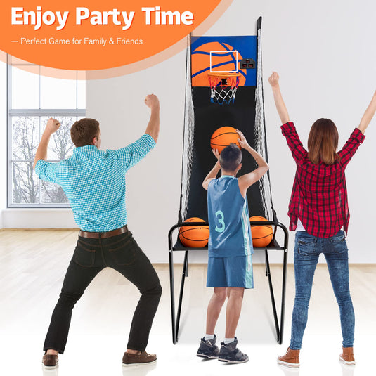 Goplus Foldable Indoor Basketball Arcade Game, Electronic Basketball Single Shootout Games Machine with 3 Balls - GoplusUS