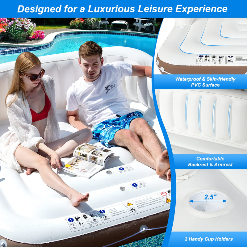 Load image into Gallery viewer, Goplus Inflatable Pool Float with Canopy, 71&quot; x 71&quot; Floating Lounge Island w/UPF50+ Retractable Removable Canopy - GoplusUS
