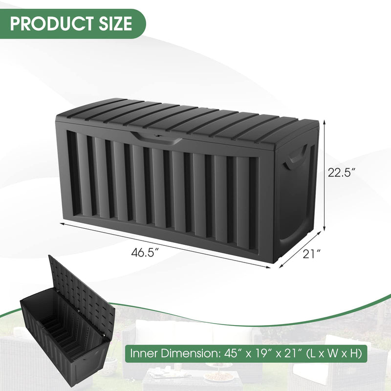 Load image into Gallery viewer, Goplus 90 Gallon Deck Box, Outdoor Resin Storage Box with Lockable Lid for for Cushions &amp; Patio Furniture - GoplusUS
