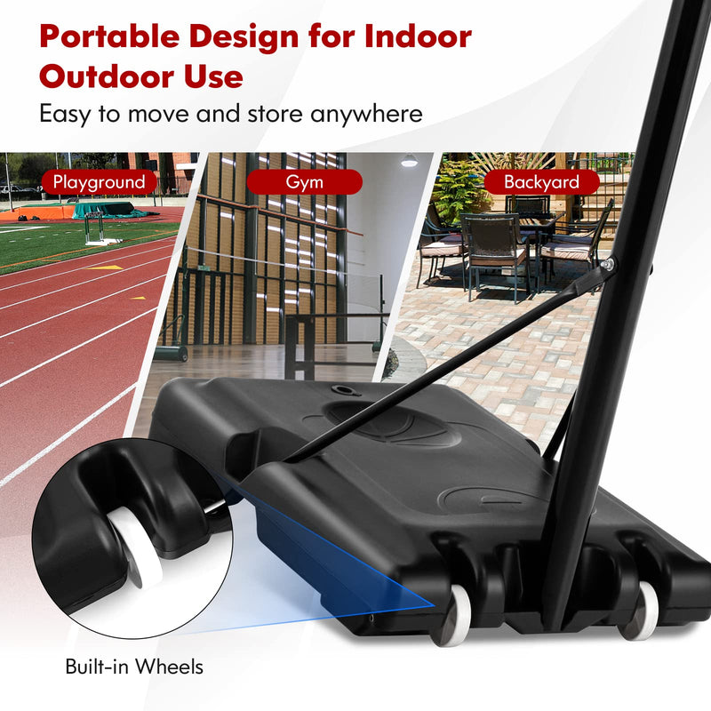 Load image into Gallery viewer, Goplus Portable Basketball Hoop Outdoor, 4.25-10FT 12-Level Height Adjustable Basketball Goal System - GoplusUS
