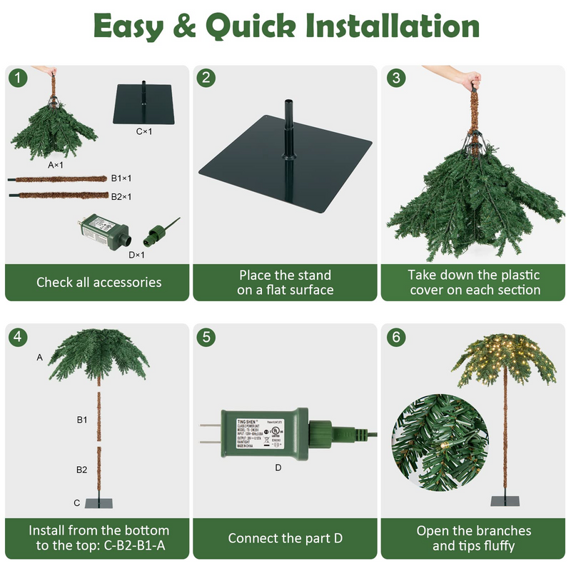 Load image into Gallery viewer, Goplus 6ft Pre-Lit Christmas Tree, Artificial Xmas Palm Tree W/ 250 Warm-White LED Lights - GoplusUS
