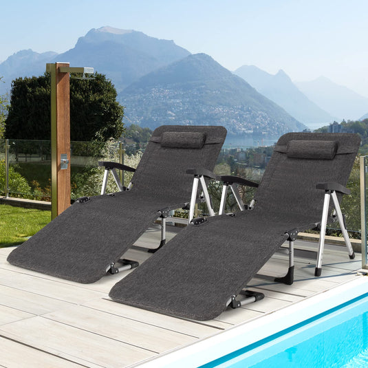 Chaise Lounge Chair, Folding Outdoor Patio Lounger with Cup Holder & Detachable Headrest - GoplusUS