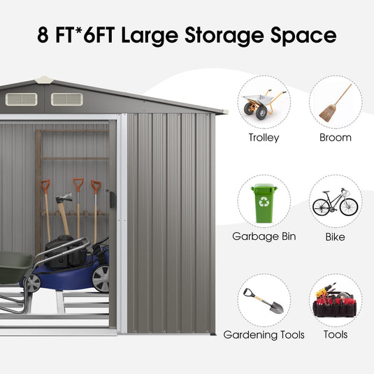 Goplus Outdoor Storage Shed, 8.5"x 6.8"x 6" Weather-Resistant Utility Tool Organizer w/Foundation
