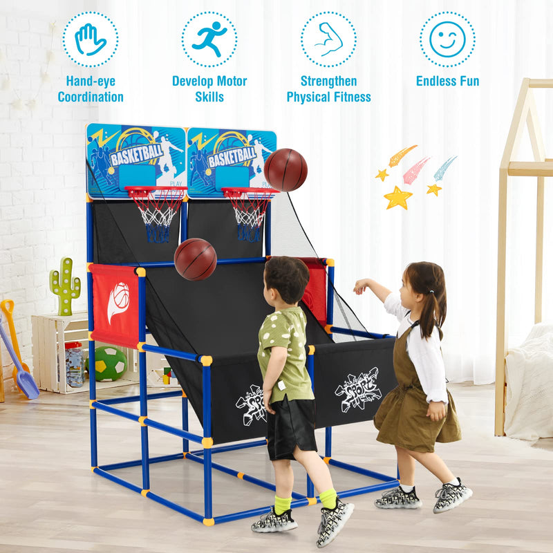 Load image into Gallery viewer, Goplus Kids Basketball Arcade Game, Dual Shot Basketball Game for 2 Players with 4 Balls &amp; Inflation Pump - GoplusUS
