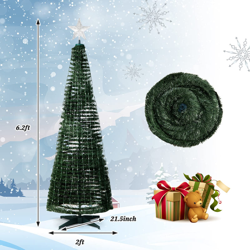 Load image into Gallery viewer, Goplus 6 FT Pop Up Christmas Tree, Pre-Lit Collapsible Xmas Tree with 282 RGB LED Lights
