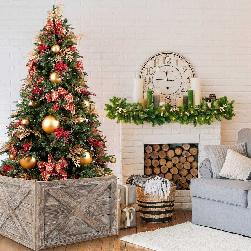 Load image into Gallery viewer, Goplus Wooden Tree Collar Box, 100% Solid Wood Farmhouse Tree Box, Rustic Christmas Tree Skirt - GoplusUS
