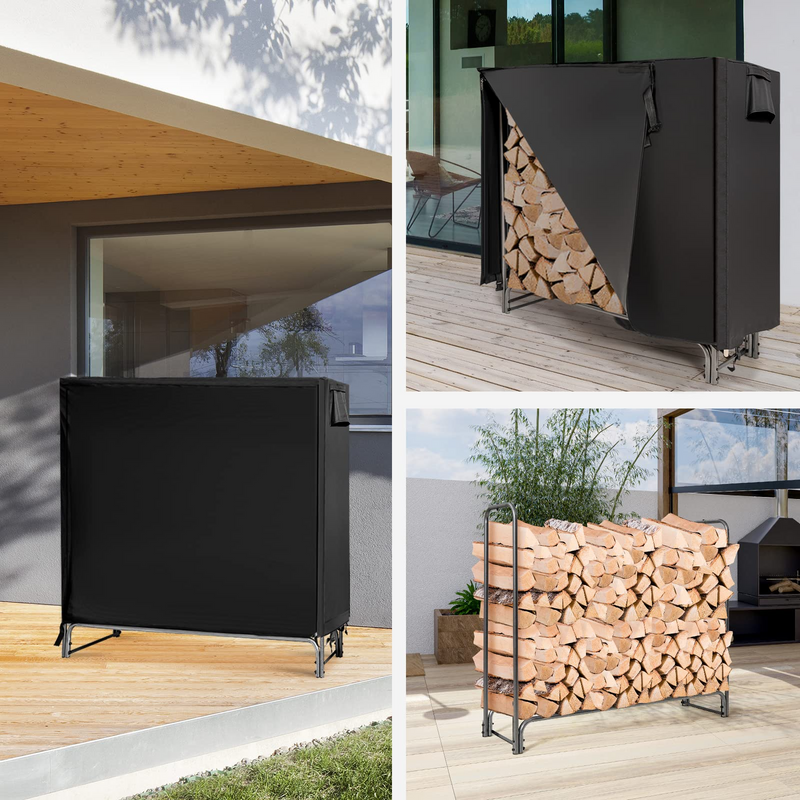 Load image into Gallery viewer, Goplus 4FT Firewood Rack Outdoor with Cover, Heavy Duty Firewood Log Holder - GoplusUS
