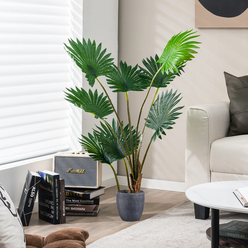 Load image into Gallery viewer, Goplus 4ft Artificial Fan Palm Tree, Fake Tropical Palm Tree with 8 Large Leaves - GoplusUS
