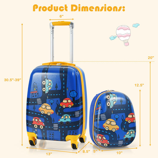 Kids Luggage Set, 12" & 18" Kids Carry On Luggage Set - GoplusUS