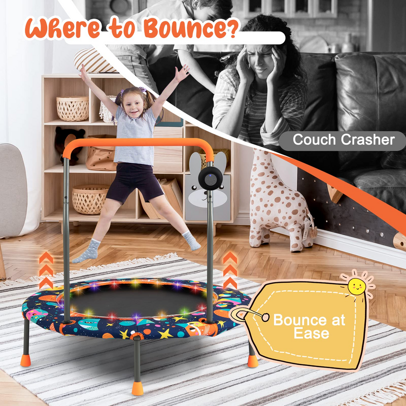 Load image into Gallery viewer, Goplus 36&quot; Trampoline for Kids, Mini Toddler Trampoline with LED Lights, Bluetooth Speaker - GoplusUS
