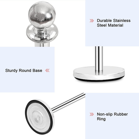 Goplus 6Pcs Stanchion Set, Round Top Polished Stainless Stanchions Posts Queue Pole - GoplusUS