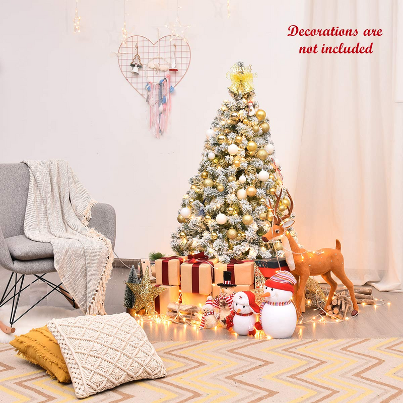Load image into Gallery viewer, Goplus 4.5ft / 6 ft / 7.5ft Artificial Snow Flocked Christmas Tree, Pre-Lit Snowy Hinged Xmas Tree with Led Lights and Metal Stand - GoplusUS
