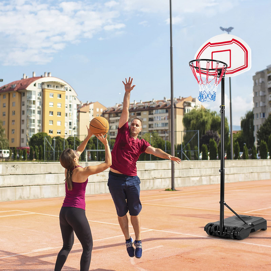 Goplus Portable Basketball Hoop, 6.4-8.7 FT Height Adjustable Basketball System with 2 Nets - GoplusUS