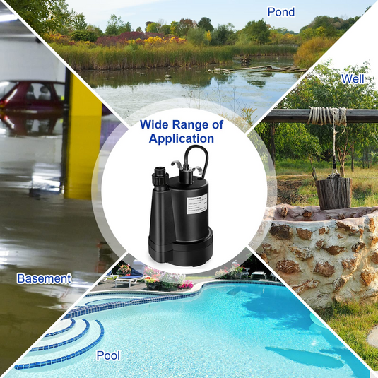 Goplus Submersible Water Pump, 1/3HP 2400GPH Sump Pump w/ 10 FT Cord & Inlet Screen - GoplusUS