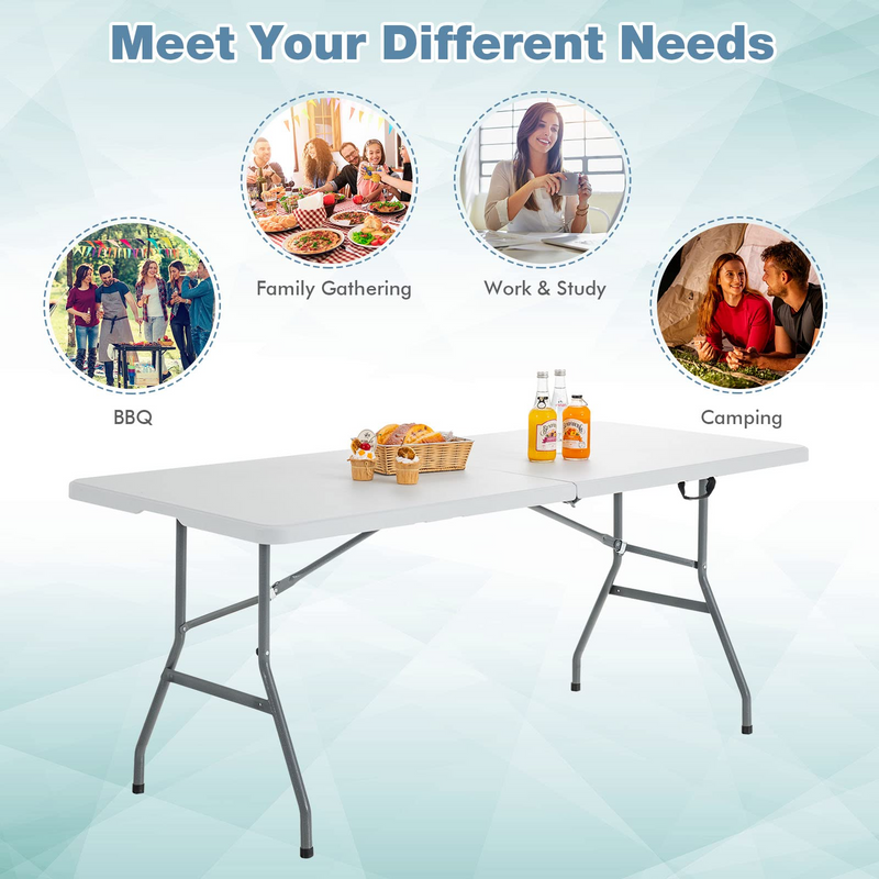 Load image into Gallery viewer, Goplus Folding Tables, 6ft Foldable Plastic Card Table, Portable Heavy Duty Fold Up Table w/Handle - GoplusUS
