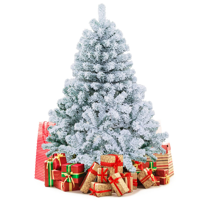 Load image into Gallery viewer, Goplus 4.5 FT Pre-Lit Snow Flocked Christmas Tree, Artificial Hinged Xmas Tree W/ 150 LED Lights - GoplusUS
