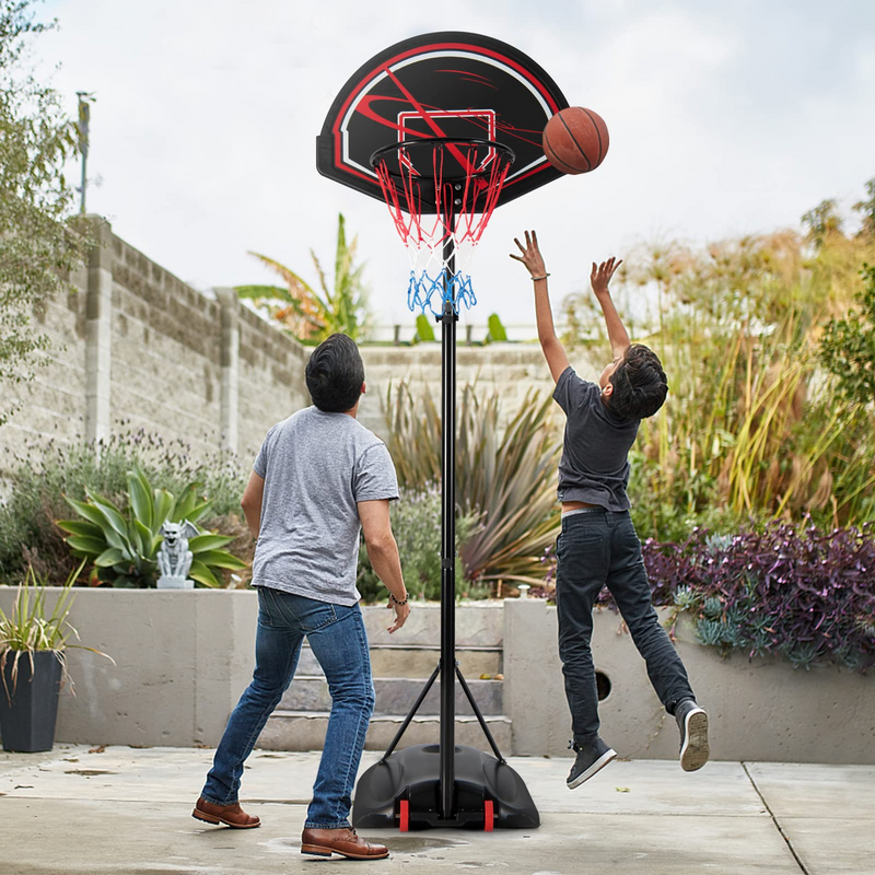Load image into Gallery viewer, Goplus Portable Basketball Hoop Outdoor, 6.9-8.9 FT Height Adjustable Basketball Stand with 32 Shatterproof Backboard - GoplusUS
