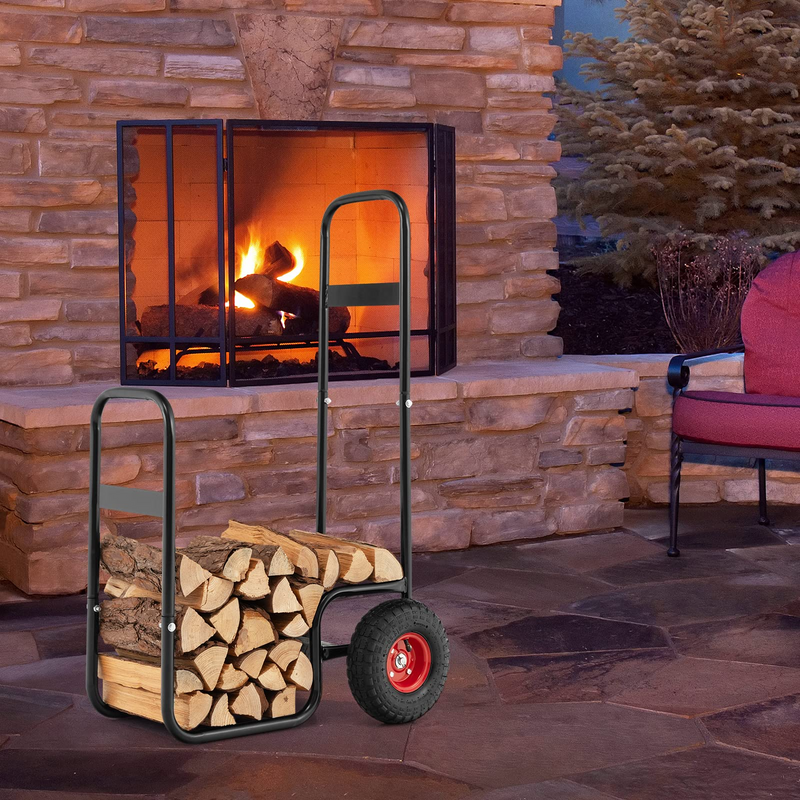 Load image into Gallery viewer, Goplus Firewood Log Cart, Outdoor Indoor Firewood Rack Storage Mover with Wear-Resistant Rubber Wheels - GoplusUS

