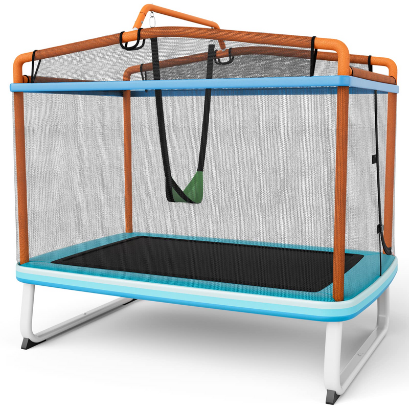 Load image into Gallery viewer, Goplus 3-in-1 6FT Kids Trampoline with Swing and Horizontal Bar, Mini Toddler Trampoline w/ Enclosure Safety Net - GoplusUS
