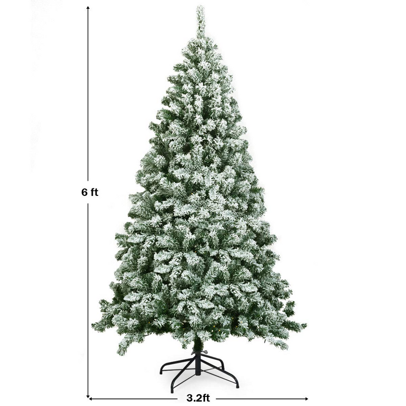 Load image into Gallery viewer, Goplus Snow Flocked Christmas Tree, Artificial Hinged Pine Tree - GoplusUS
