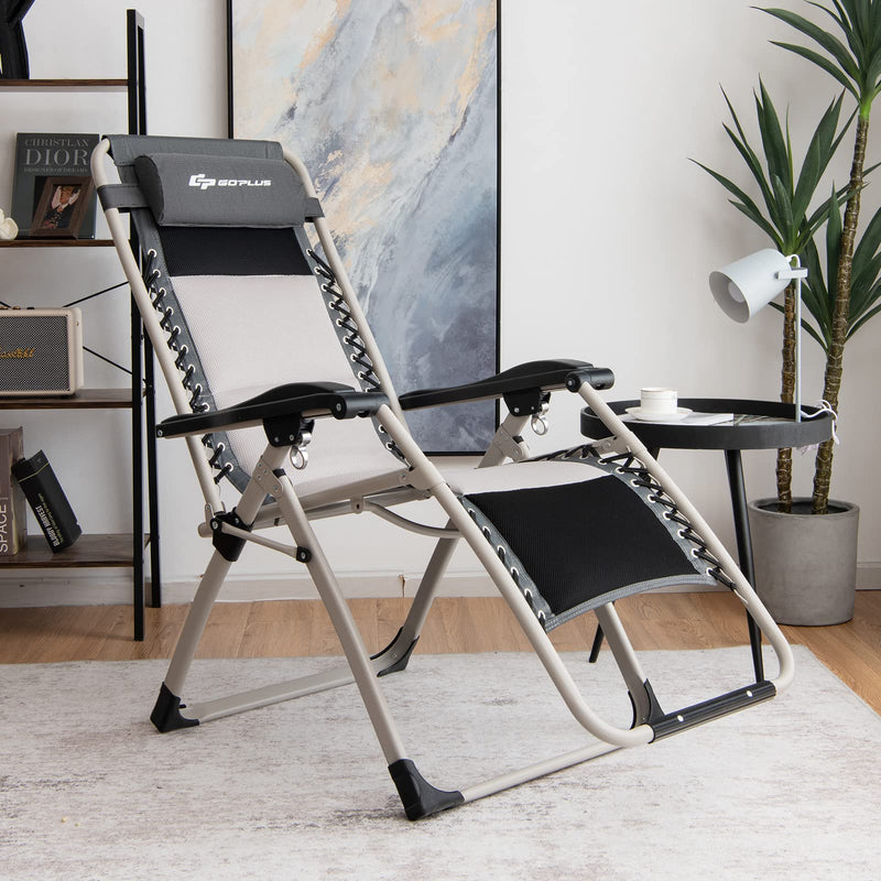 Load image into Gallery viewer, Folding Zero Gravity Chair, Removable Head Pillow, 660 lbs Weight Capacity - GoplusUS
