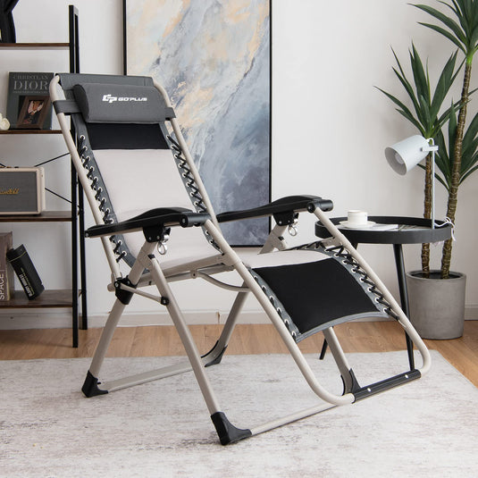 Folding Zero Gravity Chair, Removable Head Pillow, 660 lbs Weight Capacity - GoplusUS
