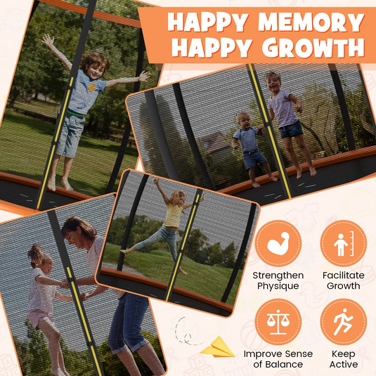 Goplus Recreational Trampolines 8FT 10FT 12FT, 400LBS Bearing Outdoor Trampoline with Enclosure - GoplusUS