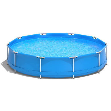 Above Ground Swimming Pool, 12ft x 12ft x 30inch Outdoor Steel Frame Pool - GoplusUS