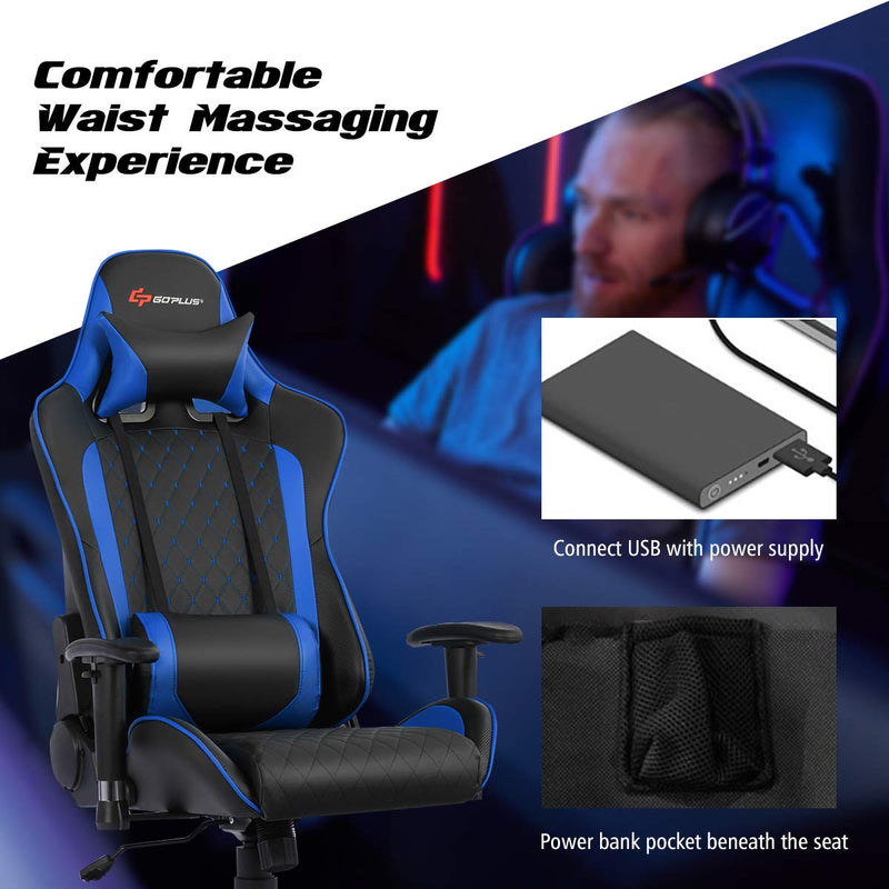 Load image into Gallery viewer, Goplus Gaming Desk &amp; Chair Combo Set, Racing Style Home Office Gamer Workstation w/Massage Lumbar Support &amp; Headrest - GoplusUS
