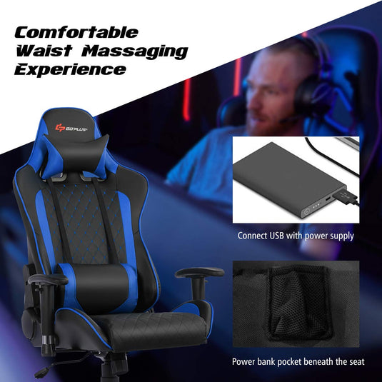 Goplus Gaming Desk & Chair Combo Set, Racing Style Home Office Gamer Workstation w/Massage Lumbar Support & Headrest - GoplusUS