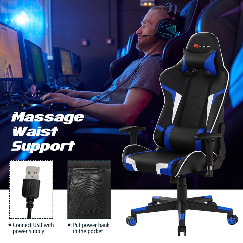 Load image into Gallery viewer, Goplus Gaming Desk &amp; Chair Combo Set, Racing Style Home Office Chair &amp; Desk w/Cup Holder, Headphone Hook &amp; Mouse Pad - GoplusUS
