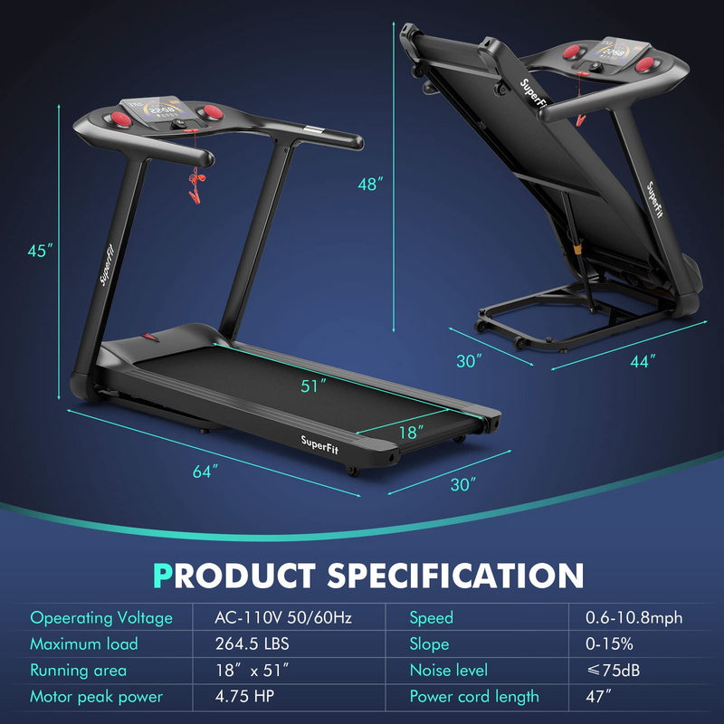 Load image into Gallery viewer, Goplus 4.75HP Folding Treadmill with 15% Auto Incline, Electric Superfit Treadmill w/Voice and APP Control - GoplusUS
