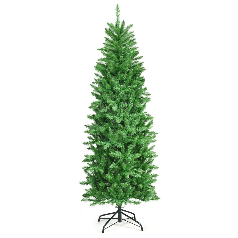 Load image into Gallery viewer, Goplus 6ft Pre-lit Artificial Christmas Tree, Hinged Fir Pencil Christmas Tree with 250 LED Lights - GoplusUS
