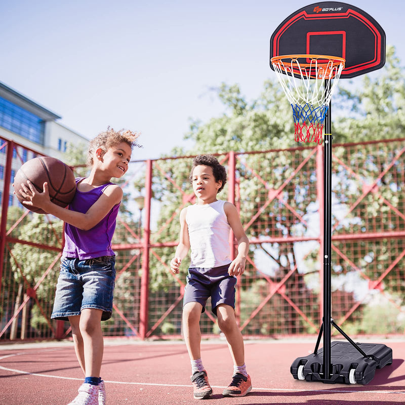 Load image into Gallery viewer, Goplus Portable Basketball Hoop Outdoor, 6.3FT-8.1FT Height Adjustable 5-Level Basketball Stand System with Shatterproof Backboard - GoplusUS
