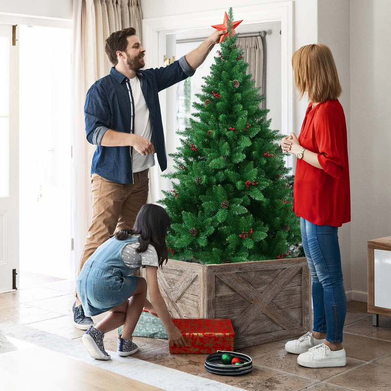 Load image into Gallery viewer, Goplus Wooden Tree Collar Box, 100% Solid Wood Farmhouse Tree Box, Rustic Christmas Tree Skirt - GoplusUS
