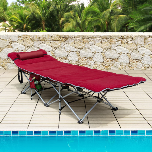 Goplus Camping Cot, Folding Camping Cot with Mattress, Pillow - GoplusUS