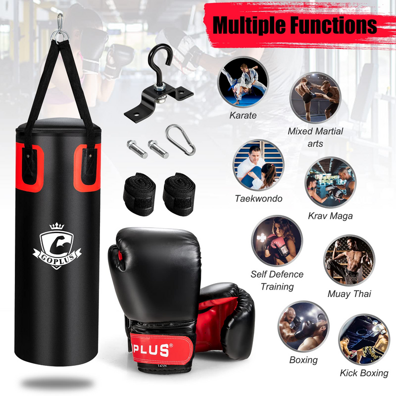 Load image into Gallery viewer, Goplus Punching Bag for Adults, 56 lbs Heavy Hanging Boxing Bag Set with 12 OZ Punching Gloves &amp; Hand Wraps - GoplusUS

